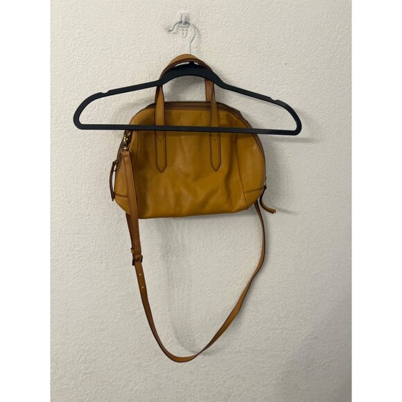 Fossil Sydney Love Tan Leather Satchel With Pink Heart Details & Adjustable Stra - Picture 2 of 7